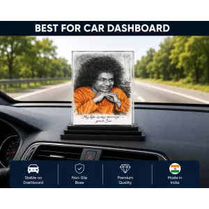 Sathya Sai Baba Acrylic Car Dashboard Showpiece | Double-Sided Sathya Sai Baba Photo Stand | 3 X 4 Inch Photo | Transparent Acrylic Frame With Black Base | Car Dashboard, Office & Table Decor (F70292) Sathya Sai Baba Acrylic Car Dashboard Showpiece | Double-Sided Sathya Sai Baba Photo Stand | 3 X 4 Inch Photo | Transparent Acrylic Frame With Black Base | Car Dashboard, Office & Table Decor (F70292)