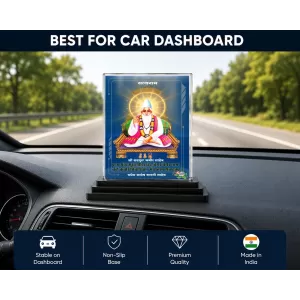 Sant Kabir Das Acrylic Car Dashboard Showpiece | Double-Sided Sant Kabir Das Photo Stand | 3 X 4 Inch Photo | Transparent Acrylic Frame With Black Base | Car Dashboard, Office & Table Decor (F70298)