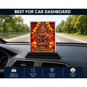 Hindu Deity Acrylic Car Dashboard Showpiece | Double-Sided Hindu Deity Photo Stand | 3 X 4 Inch Photo | Transparent Acrylic Frame With Black Base | Car Dashboard, Office & Table Decor (F70300)