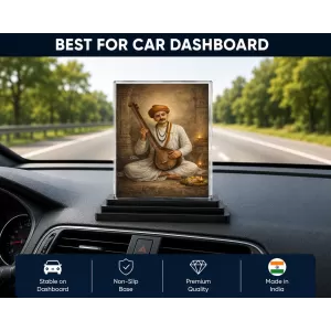 Sant Namdev Acrylic Car Dashboard Showpiece | Double-Sided Sant Namdev Photo Stand | 3 X 4 Inch Photo | Transparent Acrylic Frame With Black Base | Car Dashboard, Office & Table Decor (F70303) Sant Namdev Acrylic Car Dashboard Showpiece | Double-Sided Sant Namdev Photo Stand | 3 X 4 Inch Photo | Transparent Acrylic Frame With Black Base | Car Dashboard, Office & Table Decor (F70303)