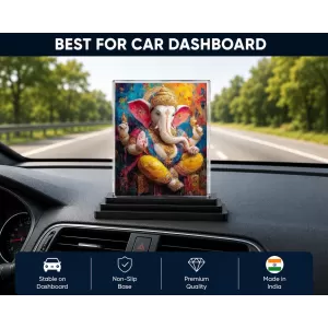 Lord Ganesha Acrylic Car Dashboard Showpiece | Double-Sided Lord Ganesha Photo Stand | 3 X 4 Inch Photo | Transparent Acrylic Frame With Black Base | Car Dashboard, Office & Table Decor (F70311) Lord Ganesha Acrylic Car Dashboard Showpiece | Double-Sided Lord Ganesha Photo Stand | 3 X 4 Inch Photo | Transparent Acrylic Frame With Black Base | Car Dashboard, Office & Table Decor (F70311)