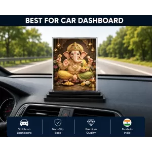 Lord Ganesha Acrylic Car Dashboard Showpiece | Double-Sided Lord Ganesha Photo Stand | 3 X 4 Inch Photo | Transparent Acrylic Frame With Black Base | Car Dashboard, Office & Table Decor (F70313) Lord Ganesha Acrylic Car Dashboard Showpiece | Double-Sided Lord Ganesha Photo Stand | 3 X 4 Inch Photo | Transparent Acrylic Frame With Black Base | Car Dashboard, Office & Table Decor (F70313)
