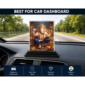 Lord Ganesha Acrylic Car Dashboard Showpiece | Double-Sided Lord Ganesha Photo Stand | 3 X 4 Inch Photo | Transparent Acrylic Frame With Black Base | Car Dashboard, Office & Table Decor (F70336) Lord Ganesha Acrylic Car Dashboard Showpiece | Double-Sided Lord Ganesha Photo Stand | 3 X 4 Inch Photo | Transparent Acrylic Frame With Black Base | Car Dashboard, Office & Table Decor (F70336)
