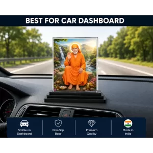 Sai Baba Acrylic Car Dashboard Showpiece | Double-Sided Sai Baba Photo Stand | 3 X 4 Inch Photo | Transparent Acrylic Frame With Black Base | Car Dashboard, Office & Table Decor (F70345) Sai Baba Acrylic Car Dashboard Showpiece | Double-Sided Sai Baba Photo Stand | 3 X 4 Inch Photo | Transparent Acrylic Frame With Black Base | Car Dashboard, Office & Table Decor (F70345)