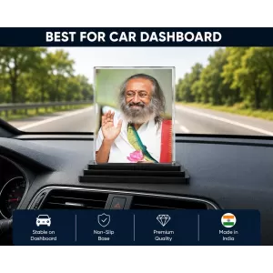 Sri Sri Ravi Shankar Acrylic Car Dashboard Showpiece | Double-Sided Sri Sri Ravi Shankar Photo Stand | 3 X 4 Inch Photo | Transparent Acrylic Frame With Black Base | Car Dashboard, Office & Table Decor (F70350) Sri Sri Ravi Shankar Acrylic Car Dashboard Showpiece | Double-Sided Sri Sri Ravi Shankar Photo Stand | 3 X 4 Inch Photo | Transparent Acrylic Frame With Black Base | Car Dashboard, Office & Table Decor (F70350)