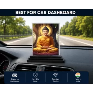 Gautama Buddha Acrylic Car Dashboard Showpiece | Double-Sided Gautama Buddha Photo Stand | 3 X 4 Inch Photo | Transparent Acrylic Frame With Black Base | Car Dashboard, Office & Table Decor (F70359) Gautama Buddha Acrylic Car Dashboard Showpiece | Double-Sided Gautama Buddha Photo Stand | 3 X 4 Inch Photo | Transparent Acrylic Frame With Black Base | Car Dashboard, Office & Table Decor (F70359)