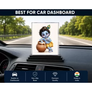 Bal Krishna Acrylic Car Dashboard Showpiece | Double-Sided Bal Krishna Photo Stand | 3 X 4 Inch Photo | Transparent Acrylic Frame With Black Base | Car Dashboard, Office & Table Decor (F70364) Bal Krishna Acrylic Car Dashboard Showpiece | Double-Sided Bal Krishna Photo Stand | 3 X 4 Inch Photo | Transparent Acrylic Frame With Black Base | Car Dashboard, Office & Table Decor (F70364)