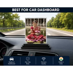 Lakshmi Acrylic Car Dashboard Showpiece | Double-Sided Lakshmi Photo Stand | 3 X 4 Inch Photo | Transparent Acrylic Frame With Black Base | Car Dashboard, Office & Table Decor (F70365) Lakshmi Acrylic Car Dashboard Showpiece | Double-Sided Lakshmi Photo Stand | 3 X 4 Inch Photo | Transparent Acrylic Frame With Black Base | Car Dashboard, Office & Table Decor (F70365)