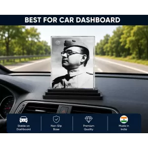 Netaji Acrylic Car Dashboard Showpiece | Double-Sided Netaji Photo Stand | 3 X 4 Inch Photo | Transparent Acrylic Frame With Black Base | Car Dashboard, Office & Table Decor (F70374) Netaji Acrylic Car Dashboard Showpiece | Double-Sided Netaji Photo Stand | 3 X 4 Inch Photo | Transparent Acrylic Frame With Black Base | Car Dashboard, Office & Table Decor (F70374)