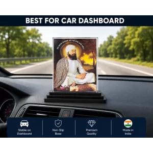 Guru Tegh Bahadur Ji Acrylic Car Dashboard Showpiece | Double-Sided Guru Tegh Bahadur Ji Photo Stand | 3 X 4 Inch Photo | Transparent Acrylic Frame With Black Base | Car Dashboard, Office & Table Decor (F70403) Guru Tegh Bahadur Ji Acrylic Car Dashboard Showpiece | Double-Sided Guru Tegh Bahadur Ji Photo Stand | 3 X 4 Inch Photo | Transparent Acrylic Frame With Black Base | Car Dashboard, Office & Table Decor (F70403)