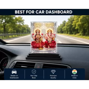 Lord Ganesha Acrylic Car Dashboard Showpiece | Double-Sided Lord Ganesha Photo Stand | 3 X 4 Inch Photo | Transparent Acrylic Frame With Black Base | Car Dashboard, Office & Table Decor (F70415) Lord Ganesha Acrylic Car Dashboard Showpiece | Double-Sided Lord Ganesha Photo Stand | 3 X 4 Inch Photo | Transparent Acrylic Frame With Black Base | Car Dashboard, Office & Table Decor (F70415)