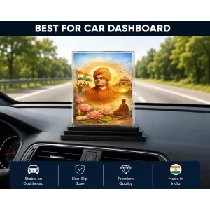 Vivekananda Acrylic Car Dashboard Showpiece | Double-Sided Vivekananda Photo Stand | 3 X 4 Inch Photo | Transparent Acrylic Frame With Black Base | Car Dashboard, Office & Table Decor (F70418) Vivekananda Acrylic Car Dashboard Showpiece | Double-Sided Vivekananda Photo Stand | 3 X 4 Inch Photo | Transparent Acrylic Frame With Black Base | Car Dashboard, Office & Table Decor (F70418)