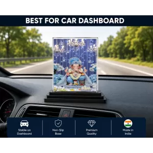 Lord Ganesha Acrylic Car Dashboard Showpiece | Double-Sided Lord Ganesha Photo Stand | 3 X 4 Inch Photo | Transparent Acrylic Frame With Black Base | Car Dashboard, Office & Table Decor (F70441) Lord Ganesha Acrylic Car Dashboard Showpiece | Double-Sided Lord Ganesha Photo Stand | 3 X 4 Inch Photo | Transparent Acrylic Frame With Black Base | Car Dashboard, Office & Table Decor (F70441)