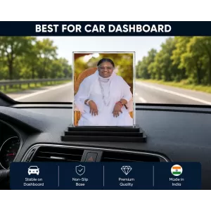 Mata Amritanandamayi Acrylic Car Dashboard Showpiece | Double-Sided Mata Amritanandamayi Photo Stand | 3 X 4 Inch Photo | Transparent Acrylic Frame With Black Base | Car Dashboard, Office & Table Decor (F70443) Mata Amritanandamayi Acrylic Car Dashboard Showpiece | Double-Sided Mata Amritanandamayi Photo Stand | 3 X 4 Inch Photo | Transparent Acrylic Frame With Black Base | Car Dashboard, Office & Table Decor (F70443)