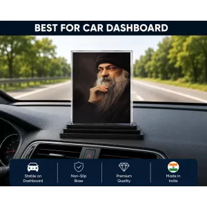Osho Acrylic Car Dashboard Showpiece | Double-Sided Osho Photo Stand | 3 X 4 Inch Photo | Transparent Acrylic Frame With Black Base | Car Dashboard, Office & Table Decor (F70448) Osho Acrylic Car Dashboard Showpiece | Double-Sided Osho Photo Stand | 3 X 4 Inch Photo | Transparent Acrylic Frame With Black Base | Car Dashboard, Office & Table Decor (F70448)