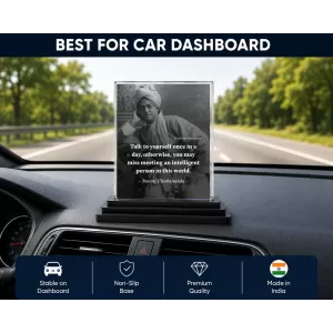 Swami Vibekananda Quote Acrylic Car Dashboard Showpiece | Double-Sided Swami Vibekananda Quote Photo Stand | 3 X 4 Inch Photo | Transparent Acrylic Frame With Black Base | Car Dashboard, Office & Table Decor (F70458) Swami Vibekananda Quote Acrylic Car Dashboard Showpiece | Double-Sided Swami Vibekananda Quote Photo Stand | 3 X 4 Inch Photo | Transparent Acrylic Frame With Black Base | Car Dashboard, Office & Table Decor (F70458)