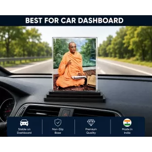 A.C. Bhaktivedanta Swami Prabhupada Acrylic Car Dashboard Showpiece | Double-Sided A.C. Bhaktivedanta Swami Prabhupada Photo Stand | 3 X 4 Inch Photo | Transparent Acrylic Frame With Black Base | Car Dashboard, Office & Table Decor (F70459) A.C. Bhaktivedanta Swami Prabhupada Acrylic Car Dashboard Showpiece | Double-Sided A.C. Bhaktivedanta Swami Prabhupada Photo Stand | 3 X 4 Inch Photo | Transparent Acrylic Frame With Black Base | Car Dashboard, Office & Table Decor (F70459)