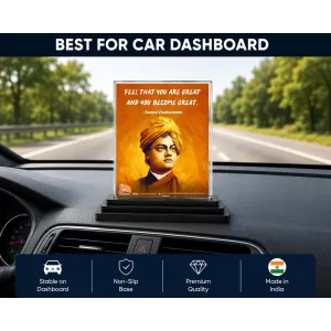 Swami Vibekananda Quote Acrylic Car Dashboard Showpiece | Double-Sided Swami Vibekananda Quote Photo Stand | 3 X 4 Inch Photo | Transparent Acrylic Frame With Black Base | Car Dashboard, Office & Table Decor (F70467) Swami Vibekananda Quote Acrylic Car Dashboard Showpiece | Double-Sided Swami Vibekananda Quote Photo Stand | 3 X 4 Inch Photo | Transparent Acrylic Frame With Black Base | Car Dashboard, Office & Table Decor (F70467)