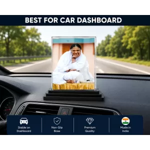Mata Amritanandamayi Acrylic Car Dashboard Showpiece | Double-Sided Mata Amritanandamayi Photo Stand | 3 X 4 Inch Photo | Transparent Acrylic Frame With Black Base | Car Dashboard, Office & Table Decor (F70480) Mata Amritanandamayi Acrylic Car Dashboard Showpiece | Double-Sided Mata Amritanandamayi Photo Stand | 3 X 4 Inch Photo | Transparent Acrylic Frame With Black Base | Car Dashboard, Office & Table Decor (F70480)