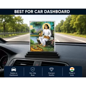 Sant Namdev Acrylic Car Dashboard Showpiece | Double-Sided Sant Namdev Photo Stand | 3 X 4 Inch Photo | Transparent Acrylic Frame With Black Base | Car Dashboard, Office & Table Decor (F70489) Sant Namdev Acrylic Car Dashboard Showpiece | Double-Sided Sant Namdev Photo Stand | 3 X 4 Inch Photo | Transparent Acrylic Frame With Black Base | Car Dashboard, Office & Table Decor (F70489)