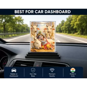 Bal Krishna Acrylic Car Dashboard Showpiece | Double-Sided Bal Krishna Photo Stand | 3 X 4 Inch Photo | Transparent Acrylic Frame With Black Base | Car Dashboard, Office & Table Decor (F70494) Bal Krishna Acrylic Car Dashboard Showpiece | Double-Sided Bal Krishna Photo Stand | 3 X 4 Inch Photo | Transparent Acrylic Frame With Black Base | Car Dashboard, Office & Table Decor (F70494)
