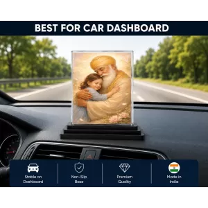 Guru Nanak Dev Ji Acrylic Car Dashboard Showpiece | Double-Sided Guru Nanak Dev Ji Photo Stand | 3 X 4 Inch Photo | Transparent Acrylic Frame With Black Base | Car Dashboard, Office & Table Decor (F70498) Guru Nanak Dev Ji Acrylic Car Dashboard Showpiece | Double-Sided Guru Nanak Dev Ji Photo Stand | 3 X 4 Inch Photo | Transparent Acrylic Frame With Black Base | Car Dashboard, Office & Table Decor (F70498)