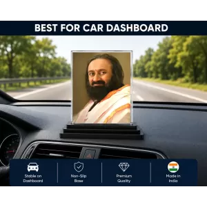 Sri Sri Ravi Shankar Acrylic Car Dashboard Showpiece | Double-Sided Sri Sri Ravi Shankar Photo Stand | 3 X 4 Inch Photo | Transparent Acrylic Frame With Black Base | Car Dashboard, Office & Table Decor (F70529) Sri Sri Ravi Shankar Acrylic Car Dashboard Showpiece | Double-Sided Sri Sri Ravi Shankar Photo Stand | 3 X 4 Inch Photo | Transparent Acrylic Frame With Black Base | Car Dashboard, Office & Table Decor (F70529)