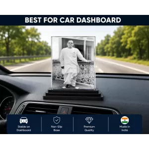 Netaji Acrylic Car Dashboard Showpiece | Double-Sided Netaji Photo Stand | 3 X 4 Inch Photo | Transparent Acrylic Frame With Black Base | Car Dashboard, Office & Table Decor (F70547) Netaji Acrylic Car Dashboard Showpiece | Double-Sided Netaji Photo Stand | 3 X 4 Inch Photo | Transparent Acrylic Frame With Black Base | Car Dashboard, Office & Table Decor (F70547)