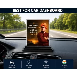 Vivekananda Acrylic Car Dashboard Showpiece | Double-Sided Vivekananda Photo Stand | 3 X 4 Inch Photo | Transparent Acrylic Frame With Black Base | Car Dashboard, Office & Table Decor (F70608) Vivekananda Acrylic Car Dashboard Showpiece | Double-Sided Vivekananda Photo Stand | 3 X 4 Inch Photo | Transparent Acrylic Frame With Black Base | Car Dashboard, Office & Table Decor (F70608)
