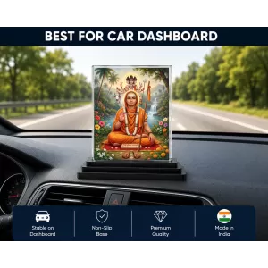 Saraswati Acrylic Car Dashboard Showpiece | Double-Sided Saraswati Photo Stand | 3 X 4 Inch Photo | Transparent Acrylic Frame With Black Base | Car Dashboard, Office & Table Decor (F70609)