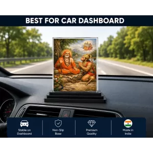 Railanga Swami Acrylic Car Dashboard Showpiece | Double-Sided Railanga Swami Photo Stand | 3 X 4 Inch Photo | Transparent Acrylic Frame With Black Base | Car Dashboard, Office & Table Decor (F70621)
