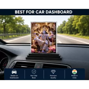 Hanuman Acrylic Car Dashboard Showpiece | Double-Sided Hanuman Photo Stand | 3 X 4 Inch Photo | Transparent Acrylic Frame With Black Base | Car Dashboard, Office & Table Decor (F70633)