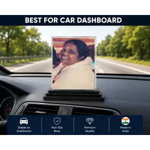 Durga Maa Acrylic Car Dashboard Showpiece | Double-Sided Durga Maa Photo Stand | 3 X 4 Inch Photo | Transparent Acrylic Frame With Black Base | Car Dashboard, Office & Table Decor (F70638) Durga Maa Acrylic Car Dashboard Showpiece | Double-Sided Durga Maa Photo Stand | 3 X 4 Inch Photo | Transparent Acrylic Frame With Black Base | Car Dashboard, Office & Table Decor (F70638)