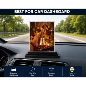 Temple Aarti Acrylic Car Dashboard Showpiece | Double-Sided Temple Aarti Photo Stand | 3 X 4 Inch Photo | Transparent Acrylic Frame With Black Base | Car Dashboard, Office & Table Decor (F70641) Temple Aarti Acrylic Car Dashboard Showpiece | Double-Sided Temple Aarti Photo Stand | 3 X 4 Inch Photo | Transparent Acrylic Frame With Black Base | Car Dashboard, Office & Table Decor (F70641)