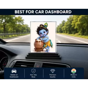 Bal Krishna Acrylic Car Dashboard Showpiece | Double-Sided Bal Krishna Photo Stand | 3 X 4 Inch Photo | Transparent Acrylic Frame With Black Base | Car Dashboard, Office & Table Decor (F70645) Bal Krishna Acrylic Car Dashboard Showpiece | Double-Sided Bal Krishna Photo Stand | 3 X 4 Inch Photo | Transparent Acrylic Frame With Black Base | Car Dashboard, Office & Table Decor (F70645)
