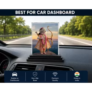 Ram Lalla Acrylic Car Dashboard Showpiece | Double-Sided Ram Lalla Photo Stand | 3 X 4 Inch Photo | Transparent Acrylic Frame With Black Base | Car Dashboard, Office & Table Decor (F70653) Ram Lalla Acrylic Car Dashboard Showpiece | Double-Sided Ram Lalla Photo Stand | 3 X 4 Inch Photo | Transparent Acrylic Frame With Black Base | Car Dashboard, Office & Table Decor (F70653)