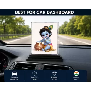 Bal Krishna Acrylic Car Dashboard Showpiece | Double-Sided Bal Krishna Photo Stand | 3 X 4 Inch Photo | Transparent Acrylic Frame With Black Base | Car Dashboard, Office & Table Decor (F70660) Bal Krishna Acrylic Car Dashboard Showpiece | Double-Sided Bal Krishna Photo Stand | 3 X 4 Inch Photo | Transparent Acrylic Frame With Black Base | Car Dashboard, Office & Table Decor (F70660)