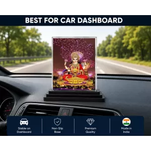 Lord Ganesha Acrylic Car Dashboard Showpiece | Double-Sided Lord Ganesha Photo Stand | 3 X 4 Inch Photo | Transparent Acrylic Frame With Black Base | Car Dashboard, Office & Table Decor (F70664)