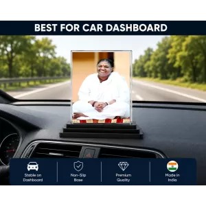 Mata Amritanandamayi Acrylic Car Dashboard Showpiece | Double-Sided Mata Amritanandamayi Photo Stand | 3 X 4 Inch Photo | Transparent Acrylic Frame With Black Base | Car Dashboard, Office & Table Decor (F70676) Mata Amritanandamayi Acrylic Car Dashboard Showpiece | Double-Sided Mata Amritanandamayi Photo Stand | 3 X 4 Inch Photo | Transparent Acrylic Frame With Black Base | Car Dashboard, Office & Table Decor (F70676)