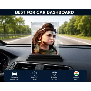 Mahakal Acrylic Car Dashboard Showpiece | Double-Sided Mahakal Photo Stand | 3 X 4 Inch Photo | Transparent Acrylic Frame With Black Base | Car Dashboard, Office & Table Decor (F70708) Mahakal Acrylic Car Dashboard Showpiece | Double-Sided Mahakal Photo Stand | 3 X 4 Inch Photo | Transparent Acrylic Frame With Black Base | Car Dashboard, Office & Table Decor (F70708)