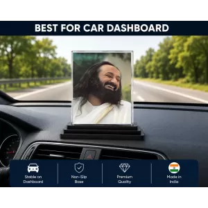 Sri Sri Ravi Shankar Acrylic Car Dashboard Showpiece | Double-Sided Sri Sri Ravi Shankar Photo Stand | 3 X 4 Inch Photo | Transparent Acrylic Frame With Black Base | Car Dashboard, Office & Table Decor (F70713) Sri Sri Ravi Shankar Acrylic Car Dashboard Showpiece | Double-Sided Sri Sri Ravi Shankar Photo Stand | 3 X 4 Inch Photo | Transparent Acrylic Frame With Black Base | Car Dashboard, Office & Table Decor (F70713)