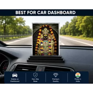 Ram Lalla Acrylic Car Dashboard Showpiece | Double-Sided Ram Lalla Photo Stand | 3 X 4 Inch Photo | Transparent Acrylic Frame With Black Base | Car Dashboard, Office & Table Decor (F70723)