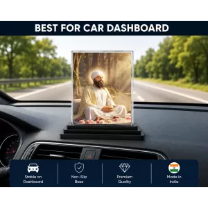 Guru Tegh Bahadur Ji Acrylic Car Dashboard Showpiece | Double-Sided Guru Tegh Bahadur Ji Photo Stand | 3 X 4 Inch Photo | Transparent Acrylic Frame With Black Base | Car Dashboard, Office & Table Decor (F70731) Guru Tegh Bahadur Ji Acrylic Car Dashboard Showpiece | Double-Sided Guru Tegh Bahadur Ji Photo Stand | 3 X 4 Inch Photo | Transparent Acrylic Frame With Black Base | Car Dashboard, Office & Table Decor (F70731)