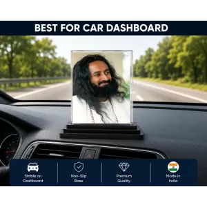 Sri Sri Ravi Shankar Acrylic Car Dashboard Showpiece | Double-Sided Sri Sri Ravi Shankar Photo Stand | 3 X 4 Inch Photo | Transparent Acrylic Frame With Black Base | Car Dashboard, Office & Table Decor (F70737) Sri Sri Ravi Shankar Acrylic Car Dashboard Showpiece | Double-Sided Sri Sri Ravi Shankar Photo Stand | 3 X 4 Inch Photo | Transparent Acrylic Frame With Black Base | Car Dashboard, Office & Table Decor (F70737)