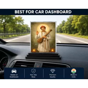 Sant Namdev Acrylic Car Dashboard Showpiece | Double-Sided Sant Namdev Photo Stand | 3 X 4 Inch Photo | Transparent Acrylic Frame With Black Base | Car Dashboard, Office & Table Decor (F70740) Sant Namdev Acrylic Car Dashboard Showpiece | Double-Sided Sant Namdev Photo Stand | 3 X 4 Inch Photo | Transparent Acrylic Frame With Black Base | Car Dashboard, Office & Table Decor (F70740)
