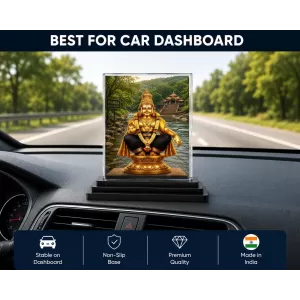 Hindu Deity Acrylic Car Dashboard Showpiece | Double-Sided Hindu Deity Photo Stand | 3 X 4 Inch Photo | Transparent Acrylic Frame With Black Base | Car Dashboard, Office & Table Decor (F70748)