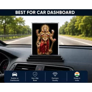 Hindu Deity Acrylic Car Dashboard Showpiece | Double-Sided Hindu Deity Photo Stand | 3 X 4 Inch Photo | Transparent Acrylic Frame With Black Base | Car Dashboard, Office & Table Decor (F70750)