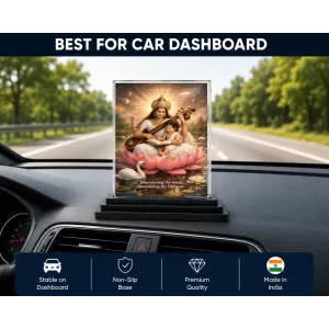 Saraswati Acrylic Car Dashboard Showpiece | Double-Sided Saraswati Photo Stand | 3 X 4 Inch Photo | Transparent Acrylic Frame With Black Base | Car Dashboard, Office & Table Decor (F70751) Saraswati Acrylic Car Dashboard Showpiece | Double-Sided Saraswati Photo Stand | 3 X 4 Inch Photo | Transparent Acrylic Frame With Black Base | Car Dashboard, Office & Table Decor (F70751)