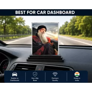 Osho Acrylic Car Dashboard Showpiece | Double-Sided Osho Photo Stand | 3 X 4 Inch Photo | Transparent Acrylic Frame With Black Base | Car Dashboard, Office & Table Decor (F70762) Osho Acrylic Car Dashboard Showpiece | Double-Sided Osho Photo Stand | 3 X 4 Inch Photo | Transparent Acrylic Frame With Black Base | Car Dashboard, Office & Table Decor (F70762)