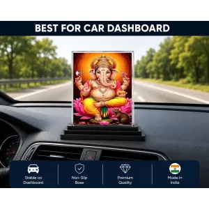 Lord Ganesha Acrylic Car Dashboard Showpiece | Double-Sided Lord Ganesha Photo Stand | 3 X 4 Inch Photo | Transparent Acrylic Frame With Black Base | Car Dashboard, Office & Table Decor (F70766) Lord Ganesha Acrylic Car Dashboard Showpiece | Double-Sided Lord Ganesha Photo Stand | 3 X 4 Inch Photo | Transparent Acrylic Frame With Black Base | Car Dashboard, Office & Table Decor (F70766)